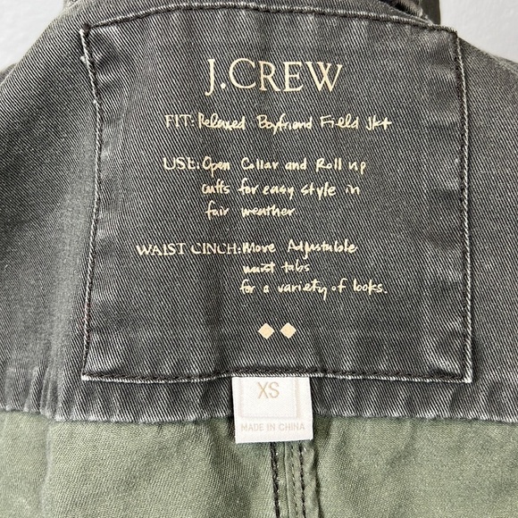 J. Crew Relaxed Boyfriend Jacket XS Dark Green Utility Field Coat 100% Cotton - Picture 12 of 15